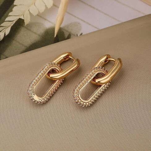 Classy Trendy Gold Earrings for Women Geometric Earrings Rectangle Earrings in Saudi Arabia