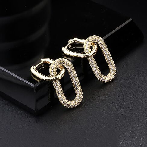 Classy Trendy Gold Earrings for Women Geometric Earrings Rectangle Earrings in Saudi Arabia