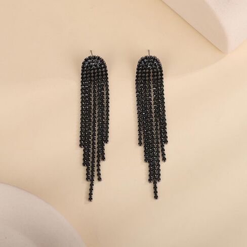 Denifery Rhinestone Crystal Tassel Long Sparkle Dangle Earrings Crystal Chandelier Earrings Wedding Party Dangling Earrings in Kuwait
