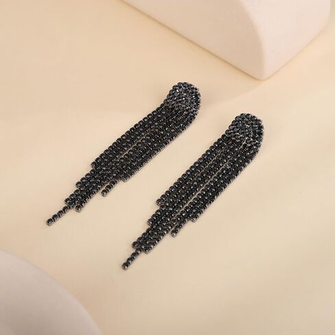 Denifery Rhinestone Crystal Tassel Long Sparkle Dangle Earrings Crystal Chandelier Earrings Wedding Party Dangling Earrings in Kuwait