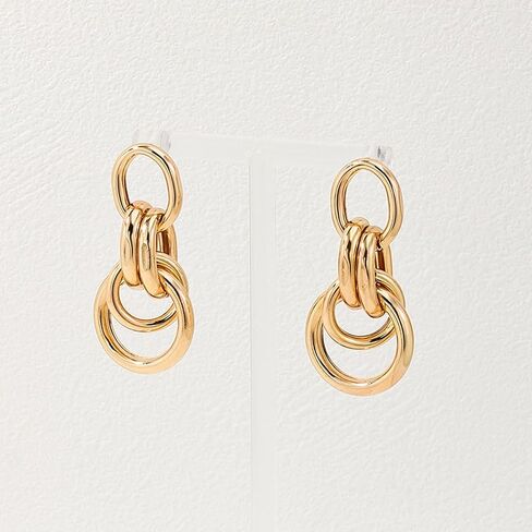 14K Gold Geometry Statement Drop Dangle Earrings for Women, Chunky Personality Link Knot Earrings,Trendy Party Anniversary Jewelry Gifts in Saudi Arabia