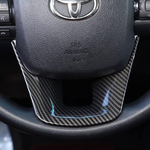 Steering Wheel Trim Cover ABS Fit forToyota Fortuner 2016-2022 Car Steering Wheel Panel Protection Frame Molding Sticker Trim, ABS Auto Steering Wheel Moulding Frame Cover Trim (Carbon fiber pattern) in Saudi Arabia