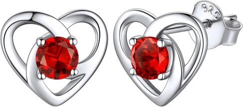 ChicSilver 925 Sterling Silver Stud Earrings for Women Girls Hypoallergenic Celtic Knot Heart Earrings with Birthstone Vintage Irish Jewelry Gifts for Birthday Anniversary Wedding in Saudi Arabia