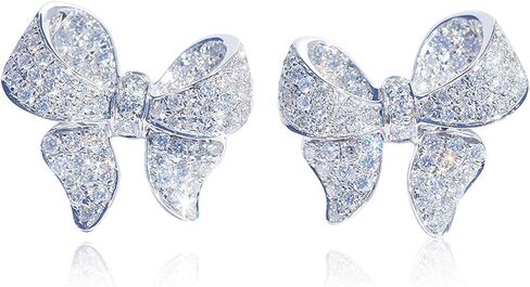 Bow Earrings for Women Silver Rhinestone Bow Stud Earrings Cubic Zirconia Bowknot Earrings Dainty Earrings for Women Trendy in Kuwait
