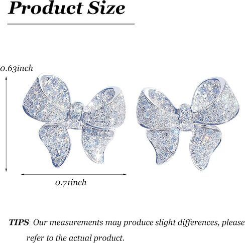 Bow Earrings for Women Silver Rhinestone Bow Stud Earrings Cubic Zirconia Bowknot Earrings Dainty Earrings for Women Trendy in Kuwait