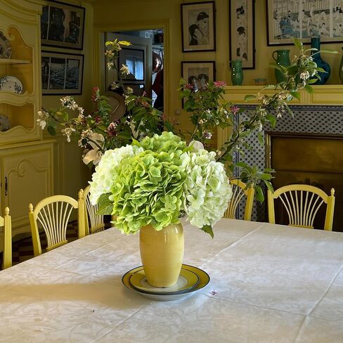 YalzoneMet Hydrangea Artificial Flower Natural Lifelike Real 21 inch Latex Long Stem 2 Light Green+2 Dark Green Hydrangea Flower Bouquets for Home Party Outdoor Wedding Table Centerpiec Decor in Kuwait