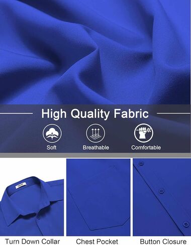 COOFANDY Men's Short Sleeve Button Down Shirts Casual Dress Shirts for Men Untucked Shirt with Pocket in Saudi Arabia
