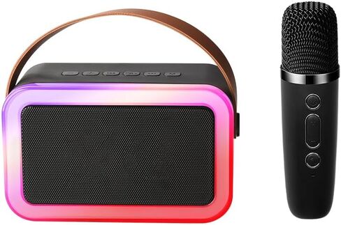 Waterproof Bluetooth Speaker IPX5,10W Wireless Portable Stereo Party Speakers with LED Lights,Karaoke Machine for Adults Kids with Wireless Microphones Support TF/USB/AUX for Outdoor, Travel(Blue) in Saudi Arabia