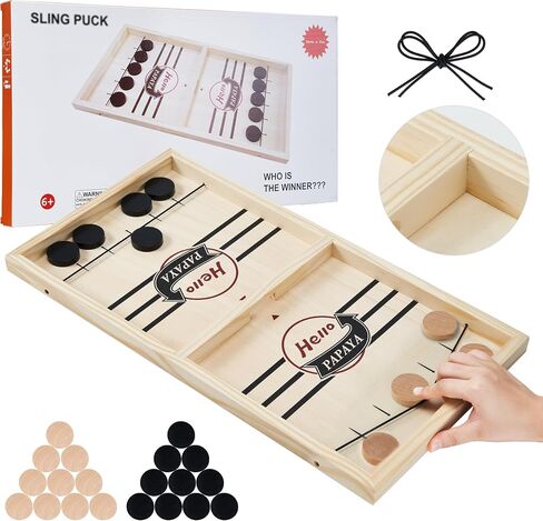 Fast Sling Puck Game,Wooden Hockey Game,Desktop Battle Sling Hockey Table Game,Adults or Kids Slingshot Board Game Parent-Child Interaction Toys in Saudi Arabia