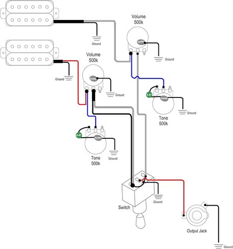 SAPHUE Guitar Wiring Harness, Guitar Prewired Harness Humbucker Wiring Harness Prewired Jack 2T1V 5 Way Chrome Box Toggle Switch 500K Pots for FD Replacement Guitar(5 Way Switch 2T1V) in Kuwait