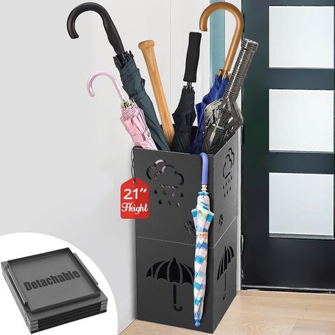 Umbrella Holder for Entryway, 20.5’’ Umbrella Stand Indoor, 2024 New Detachable Umbrella Stand Indoor Entryway w/Removable Water Tray, Freestanding Umbrella Rack Storage, Hold 12 Umbrellas in Saudi Arabia