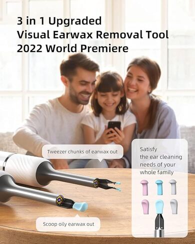 مجموعة إزالة شمع الأذن، أداة إزالة شمع الأذن من بيبيرد، منظف الأذن مع الكاميرا، منظف الأذن مع ملقط، منظف الأذن لإزالة شمع الأذن مع 10 ميجابكسل، جيروسكوب ذو محورين، 12 ملعقة أذن لتنظيف الأذن in Kuwait