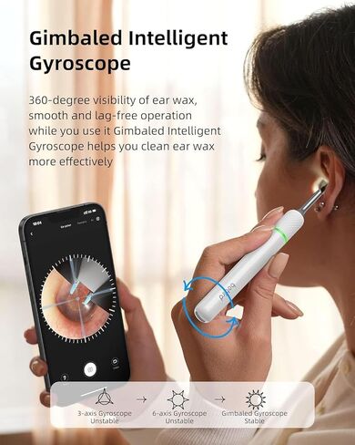 مجموعة إزالة شمع الأذن، أداة إزالة شمع الأذن من بيبيرد، منظف الأذن مع الكاميرا، منظف الأذن مع ملقط، منظف الأذن لإزالة شمع الأذن مع 10 ميجابكسل، جيروسكوب ذو محورين، 12 ملعقة أذن لتنظيف الأذن in Kuwait