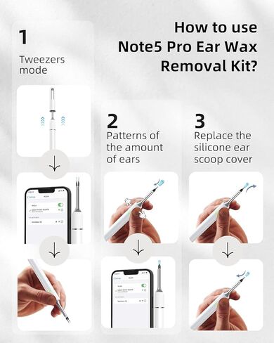 مجموعة إزالة شمع الأذن، أداة إزالة شمع الأذن من بيبيرد، منظف الأذن مع الكاميرا، منظف الأذن مع ملقط، منظف الأذن لإزالة شمع الأذن مع 10 ميجابكسل، جيروسكوب ذو محورين، 12 ملعقة أذن لتنظيف الأذن in Kuwait