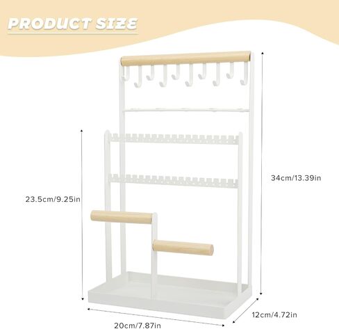 MngsunTan Jewelry HolderOrganizer Necklace holder, 6 Tier Jewelry Stand Necklace Organizer with 15 Hooks,Jewelry Box Earring Holder Organizer for Bracelets Earrings Rings - White in Saudi Arabia