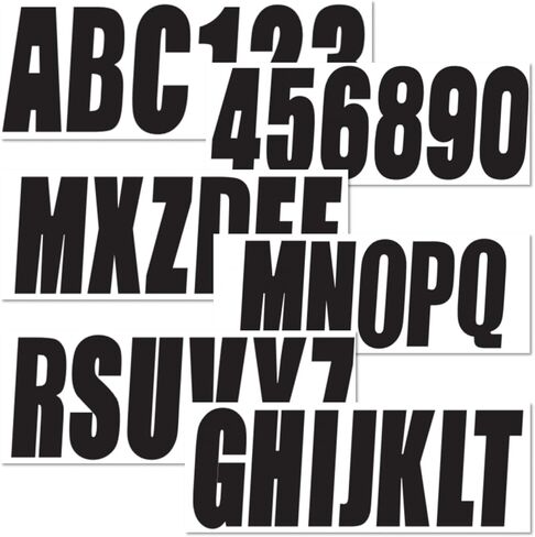 4 Sets of 3" Black Marine Boat Sticker Decals A-Z Letters & 0-9 Numbers for Yachts & Personal Watercraft Waterproof Anti-Scratch in Kuwait