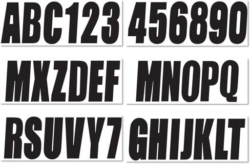 4 Sets of 3" Black Marine Boat Sticker Decals A-Z Letters & 0-9 Numbers for Yachts & Personal Watercraft Waterproof Anti-Scratch in Kuwait