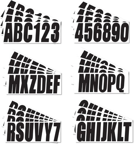 4 Sets of 3" Black Marine Boat Sticker Decals A-Z Letters & 0-9 Numbers for Yachts & Personal Watercraft Waterproof Anti-Scratch in Kuwait