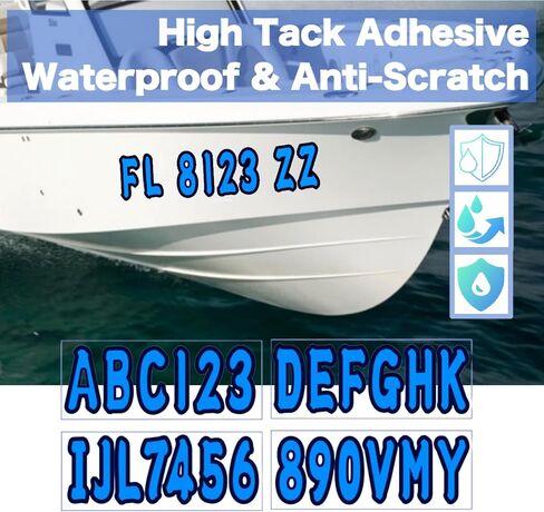 4 Sets of 3" Black Marine Boat Sticker Decals A-Z Letters & 0-9 Numbers for Yachts & Personal Watercraft Waterproof Anti-Scratch in Kuwait