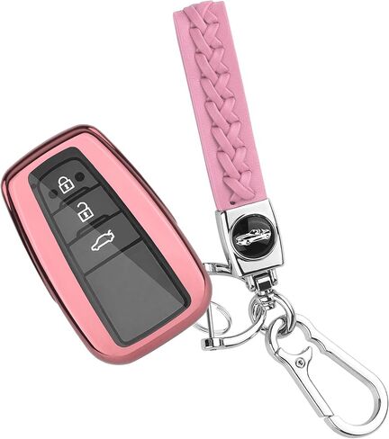 Car Key Fob Cover Compatible with Toyota Smart Key,Stylish Key Fob Protector with Wristlet Keychain & Anti-Lost D Ring (Red) in Saudi Arabia