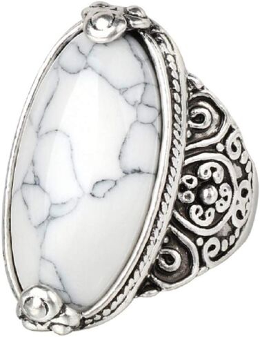 Wenbin New Retro Men's Women's 925 Sterling Silver Turquoise Gemstone Wedding Jewelry Turquoise Oval Cocktail Ring Size6-10 (US Code 8) in Saudi Arabia