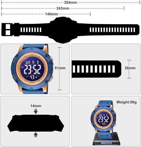 NAVIFORCE Mens Sports Waterproof Digital Chronograph Wrist Watches with Rubber Strap Stopwatch in Saudi Arabia