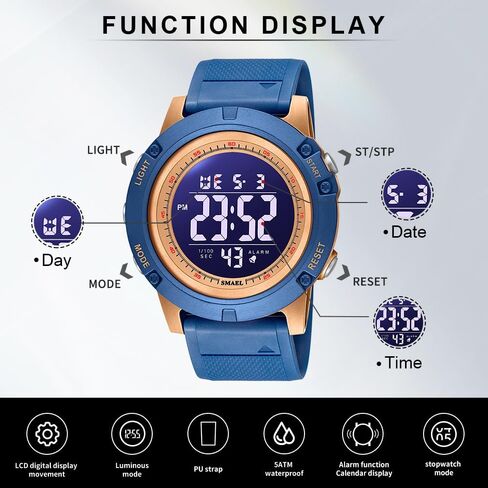NAVIFORCE Mens Sports Waterproof Digital Chronograph Wrist Watches with Rubber Strap Stopwatch in Saudi Arabia