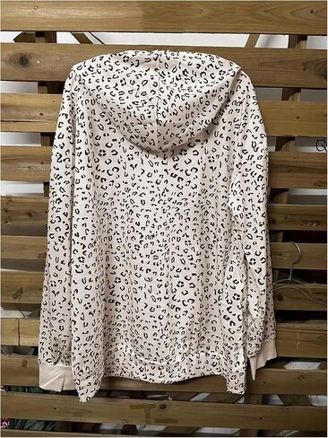 Women's Leopard Print Drawstring Hoodies Long Sleeve Loose Sweatshirt with Pocket in Saudi Arabia
