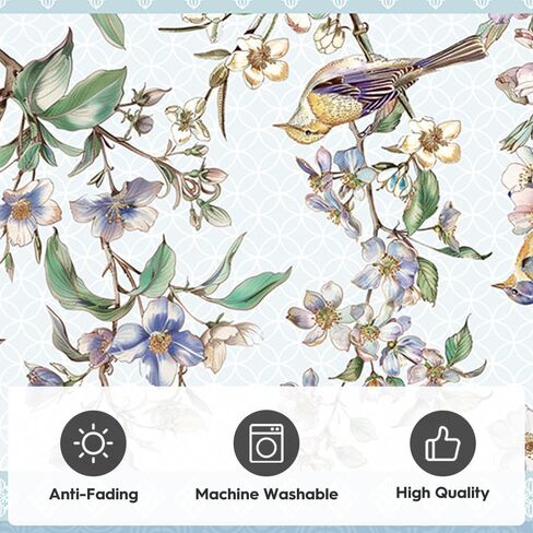 Artoid Mode Blue Flower Bird Tree Spring Area Rug, Summer Bath Rug Home Decor Low-Profile Non-Slip Washable Mat for Entryway Bedroom Bathroom Laundry Room Indoor 2x3 Feet in Saudi Arabia