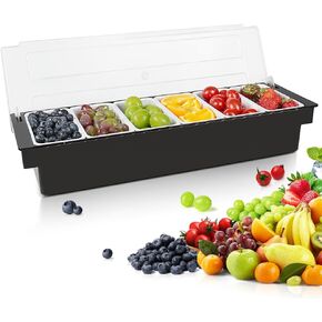 Condiment Garnish Caddy For Bartenders,Bar Garnish Caddy Tray Bar Fruit Caddy With Lid Condiment Container Caddy For Outside Bar,Home Bar (4 Compartment)