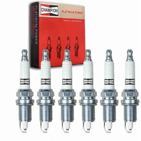6 pc Champion Platinum Spark Plugs compatible with Jeep Wrangler 4.2L L6 1987-1990