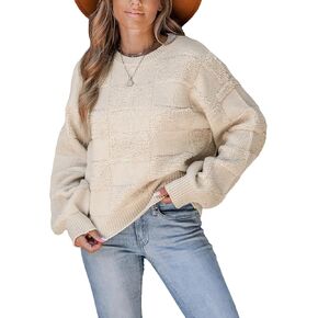 CUPSHE Women's Long Sleeve Sweater Crewneck Casual Oversized Pullover Tops