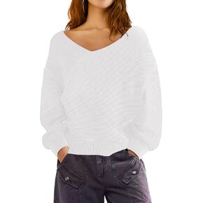 Women’s Oversized Off Shoulder Sweater Causal Batwing Long Sleeve Knitted Jumper Pullover Tops