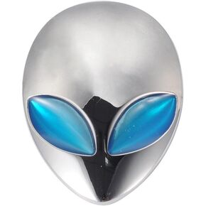 Wanheyao Silver Car 3D Logo Metal Aliens Auto Truck Motorcycle Emblem Badge Sticker Decal Blue Eyes