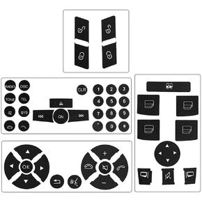 Car Interior Button Repair Decals Kit Steering Wheel Window Switch Door Lock Radio Number Stickers Fits for 2008-2014 Mercedes Benz W204 C250 C350 E-Class ML GL GLK