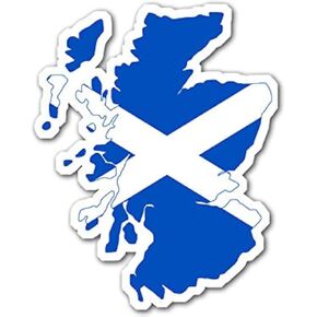 Scotland Shaped Scottish Flag Sticker (Andrew's Cross Decal, Blue and White Scot Vinyl for Cars, Trucks Laptops) (3 x 4 inch)