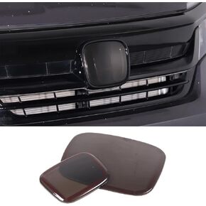 Front and Rear Emblem Cover Trim Compatible with 2015-2022 Honda Pilot Front Emblem Cover Rear Tailgate Emblem Cover Smoked Logo Cover