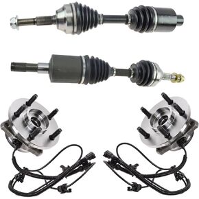 TRQ Front Drivetrain Kit CV Axle Shaft Assembly Wheel Hub Bearing Assembly Compatible with 2002-2007 Jeep Liberty