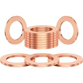 (20Pcs) M12 (12 * 18 * 1.5) Oil Drain Plug Red Copper Gaskets Crush Washers Seal Ring Replacement for Select Models DFL-044