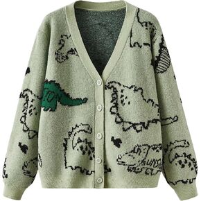 SOLY HUX Women's Plus Size Cute Printed Cardigan Button Down V Neck Sweater Coat Outerwear