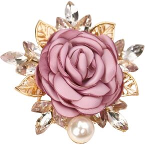 COLORFUL BLING Elegant Rose Flower Pearl Brooch Pin for Women Girls Vintage Floral Hairpin Headpieces Brooch Clothing Bag Scarf Decoration Shawl Pins Jewerly in Kuwait