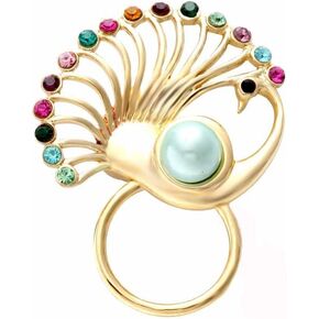 NOUMANDA Women Bijoux Jewelry Colorful Crystal Peacock Magnetic Clip Holder Sunglass Hanger Magnetic Eyeglass Holder Pin