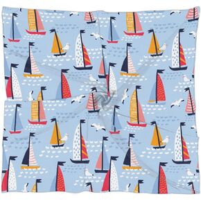 Seagull Sailboat Square Silk Hair Scarf for Women, Lightweight Summer Head Scarf for Girls Wedding Travel Yoga Handkerchief Shawl Sunscreen Scarves Hair Accessories 23.6 Inches