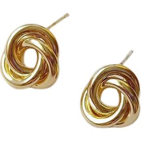 14K Gold Plated Hoop Earrings for Women Fashion Chunky Earrings Set Irregular Circle Geometric Earrings Lightweight Hypoallergenic with 925 Sterling Silver Post Gift Box