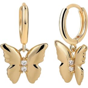 Gold Dangle Earrings for Women,Dainty Gold Earrings 14K Gold Plated Drop Earrings for Women Trendy Hypoallergenic CZ Dangling Earrings Small Gold Earrings Earrings for Women Jewelry