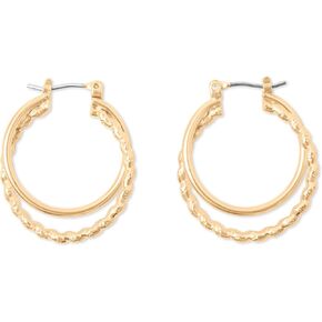 Lucky Brand Women's Twist Double Hoop Earring, Gold, One Size