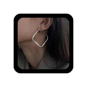 Vintage Square Earrings Large Hollow Geometric Square Stud Earrings Open Square Hoop Earrings Silver Geometric Earrings Jewelry