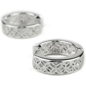 925 Solid Sterling Silver Huggie Hoop Filigree Earrings, Small Huggie Wrap Cuff Stud Jewelry