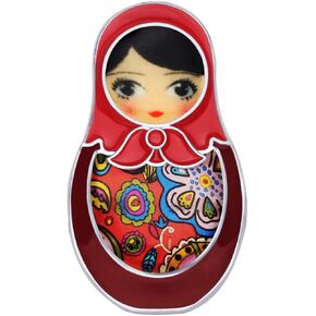 DOWAY Russian Doll Brooch Lapel Scarf Pin for Women Girls, Enamel Ethnic Matryoshka Gift, Bag Badges Clothing Decoration Jewelry