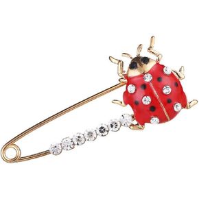 Rhinestone Ladybug Animal Safety Brooches Pin Suit Sweater Scarves Scarf Brooch for Women
